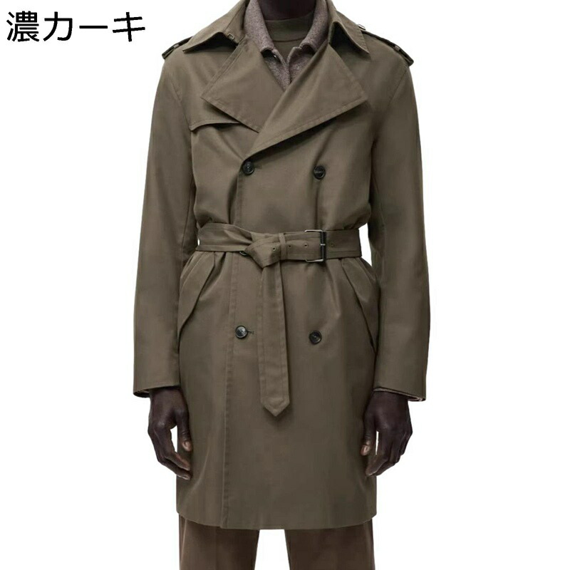トレンチコート スプリングコート 春服 メンズ チェスターコート 撥水加工 ダブルブレスト ベルト付き ジャンパー ファッション ミドル丈 上着 着痩せ 薄手 軽量 防風 通学 旅行 カジュアル 春秋