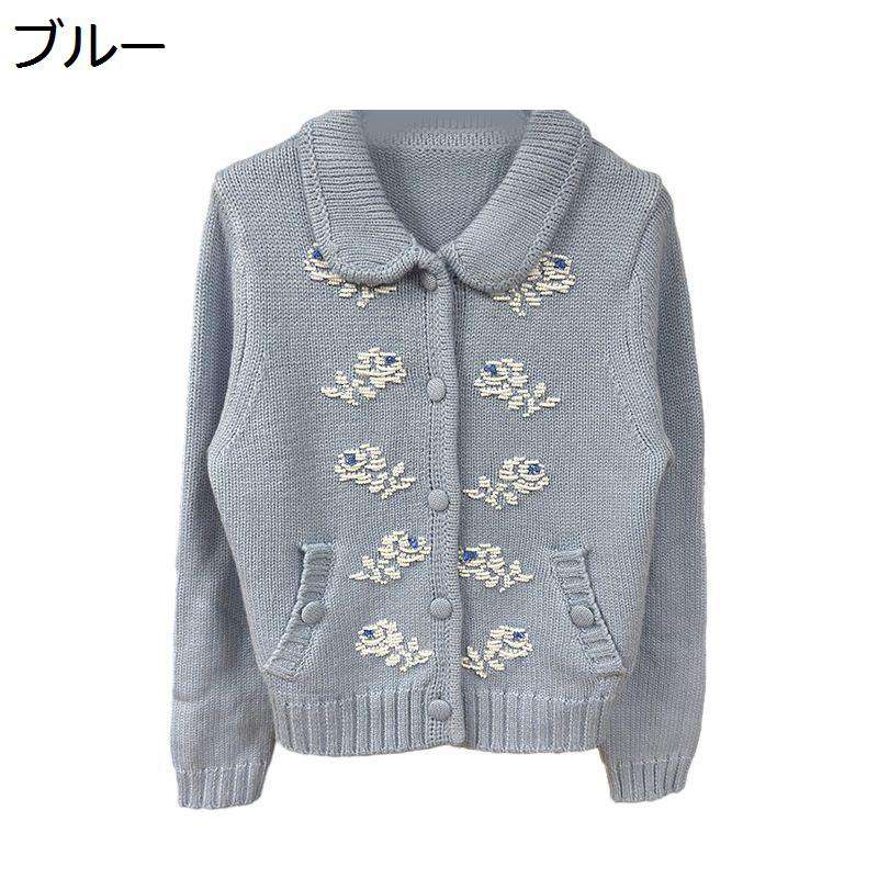 レディース カーディガン ニット ボレロ 花柄 アウター セーター 折り襟 ニットジャケット 保温性 トップス 羽織り ショート丈 婦人服 秋冬春 通勤 OL お出掛け