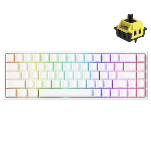 MonsGeek(モンスギーク) FUN68 HE 0.005mm ラピッドトリガー 65%英語配列 無線対応モデル 磁気スイッチ Akko Flash Magnetic Switch テンキーレス ホットスワップ サイドプリント ダブルPBT 8Kポーリングレート 16Kスキャンレート SnapKey (SOCD)対応 ARGB対応 高コスパ ゲー