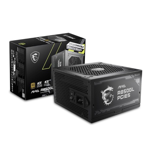 MSI MAG A850GL PCIE5 PC電源ユニット 850W ATX3.1/PCIe 5.1対応 80PLUS GOLD認証 フルモジュラー 7年保証 PS1327
