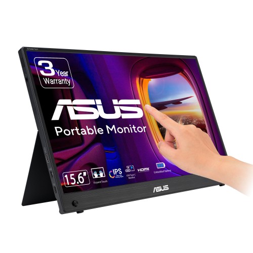 ASUS ポータブルモニター ZenScreen Touch MB16AMTR / 16インチ / FHD(1920 x 1080)/ IPS / 10点タッチスクリーン / バッテリー内蔵/USB Type-C/ミニHDMI/三脚取付用ソケット/ブルーライト軽減機能/ノートPC ・スマートフォン・ゲーム機対応/
