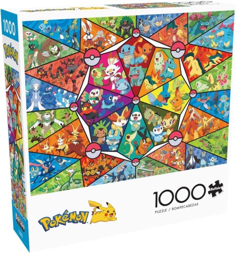 Buffalo Games - ポケモン - :ステンドグラススターター - 大人のための1000ピースジグソーパズル - ゲームナイトに最適なチャレンジングパズル - 完成サイズ 26.75 x 19.75