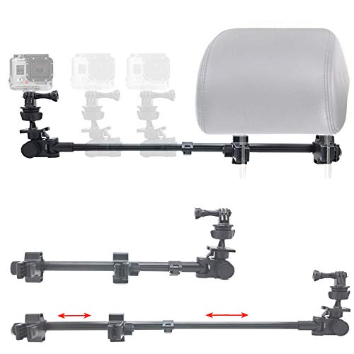ChargerCityデュアルPost Telescopicヘッドレストマウントfor all GoPro Hero Session Sony Contour Roam Akaso Yi 4 K Action CamカメラにレコードドリフトRaceトラックRacingビデオ(Include三脚アダプタレンチ)
