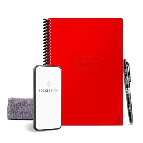 Rocketbook EVR-E-K-CBG エバーラスト スマート 再利用可能 ノート アトミックレッド エグゼクティブサイズ