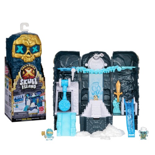 Treasure X Lost Lands スカルアイランド フロストタワー マイクロプレイセット、15レベルの冒険!罠を生き残り、2つのマイクロサイズのアクションフィギュアを発見してください本物の金に浸した宝物を見つけますか?