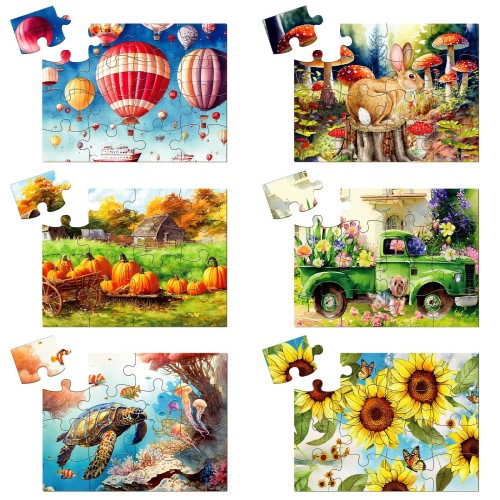 Liliful 6パック 16ピース 大型パズル 高齢者向け 木製認知症パズル アルツハイマーパズル 簡単パズル 高齢者向け 12.6 x 9.45インチ ジグソーパズル 大人用 アルツハイマー病製品 アクティビティ