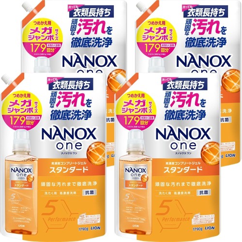 ＮＡＮＯＸ ｏｎｅ スタンダード 詰替メガジャンボ1790g×4個 シトラスソープ 頑固な汚れまで徹底洗浄 洗濯洗剤 色変化防止 抗菌 ウイルス除去 洗濯槽のニオイ抑制