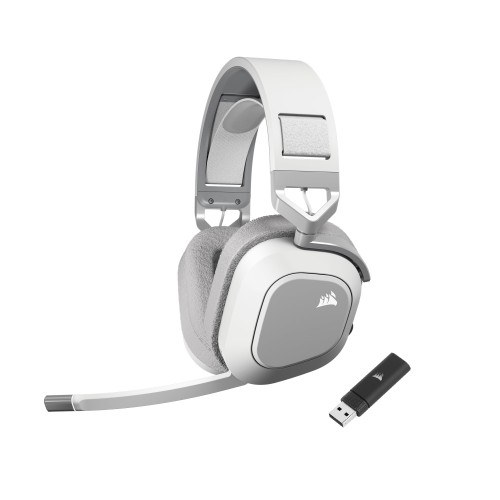 CORSAIR HS80 MAX WIRELESS ゲーミングヘッドセッ ト PC/PS4/PS5対応 Bluetooth対応 メモリーフォームイヤーパッド Dolby ATOMOSオーディオ アルミフレーム ホワイト CA-9011296-AP