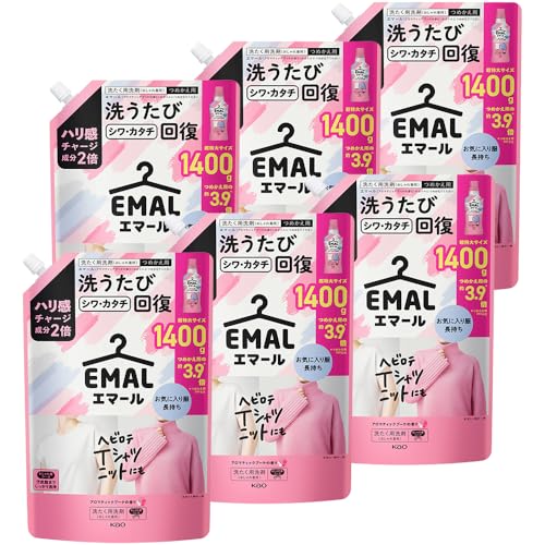 エマール ケース販売 洗濯洗剤 おしゃれ着 ハリ感チャージ成分2倍配合! 洗うたびシワカタチ回復 アロマティックブーケの香り つめかえ用 1400g×6個 大容量