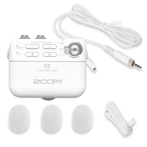 ZOOM ズーム 超小型 フィールドレコーダー F2/W 32bitフロート録音 ラベリアマイク付属 衣服や機材に装着可能 15時間駆動 ブライダル インタビュー 映画 ロケ Vlog YouTube収録に最適 ホワイト Fシリーズ/メーカー延長保証3年