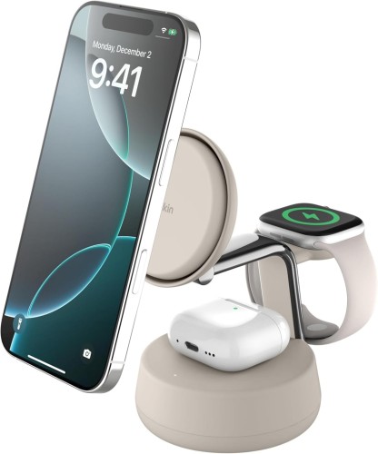 Belkin Qi2 25W Magnetic Charging Dock ワイヤレス充電器 3 in 1 世界初 25W充電スタンド Qi2認証/MagSafe対応 マグセーフ 急速速充電対応 iPhone17,16～12 Applewatch対応 アップルウォッチ Google pixel 10 PRO XL対応 サンドホワイト WIZ040dqSD 15,257円