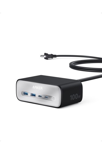 Anker Charging Station (7-in-1, 100W) (USBタップ 電源タップ AC差込口 3口 USB-C 2ポート USB-A 2ポート 延長コード 1.5m)ブラック