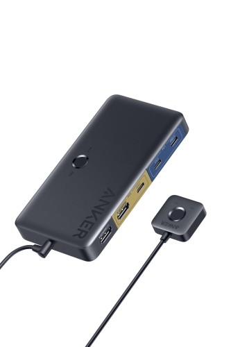 Anker KVM Switch (4K, For デスクトップPC ノートPC) 11-in-1 切替器100W USB PD対応 4K 60Hz HDMIポート 5Gbps高速データ転送 USB-Cポート USB-Aポート搭載 ワンクリックで2台のPCを簡単切替 ノートPC デスクトップPC MacBook/iPad/Dell/Steam Deck 他対応