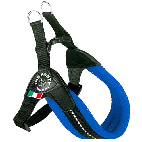 Tre Ponti (トレポンティ)Fibbia adjustable type SOFT MESH フィッビア ソフトメッシュ 調節可能 クッション性 通気性良し ハーネス 犬用 (LTP123) (１.５号, ブルー)