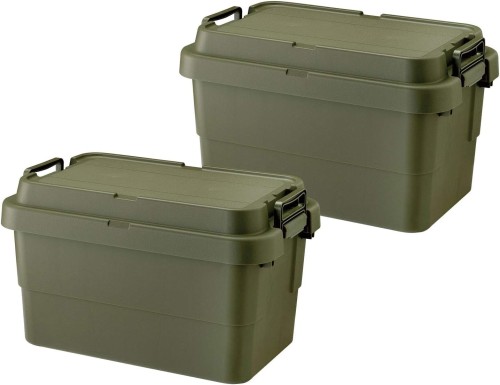 リス(RISU) 収納ボックス トランクカーゴ 50L グリーン 日本製 TC-50S 2個セット コンテナ ボックス スタッキング 屋外収納 キャンプ 防水 GHON106