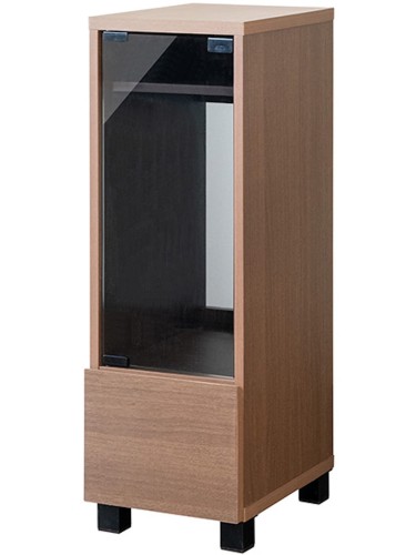 宮武製作所 ゲームラック REGABO(レガボ) PS5対応 幅26×奥行き36.5×高さ82ｃｍ ガラス扉付 引き出し付 ゲーム機やソフトをまとめて収納できる GRK-003BR ブラウン