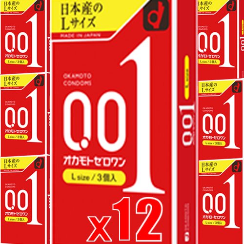 １２箱オカモトゼロワン0.01ミリLサイズ 3個入りx１２箱(4547691775122-12)