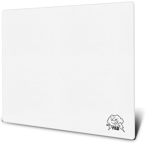 SkyPAD Glass 3.0 XL ゲーミング 二十日鼠パッド クラウド ロゴタイプ付き添い人 |職業的大型二十日鼠つや消し | 400 x 500 粍 | 白いこと |適確さとす早さが立ちなおるした風変わりな瑠璃境界線の外側
