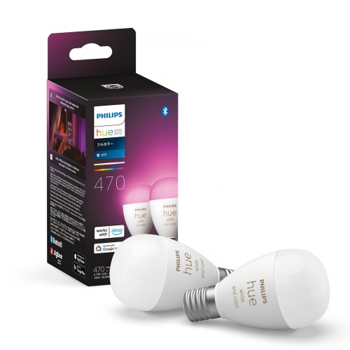 フィリップスヒュー(Philips Hue) スマート電球 E17 40W相当 フルカラー 2個 - スマート照明 Alexa対応 470lm マルチカラー 1600万色 電球色 昼白色 調光 調色 スマー