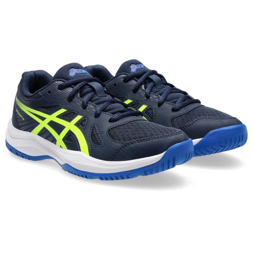 [アシックス] バレーボールシューズ UPCOURT 6 GS 1074A045 ジュニア 401(ミッドナイト／セーフティイエロー) 24.5 cm 2E