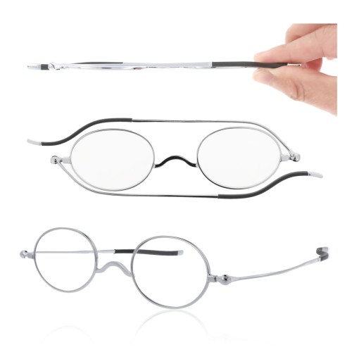 [SHIORI] 老眼鏡 薄型リーディンググラス オーバル ブルーライトカット UVカット 鯖江メーカー企画 シルバー レディース メンズ おしゃれ SI-09-1 +2.50