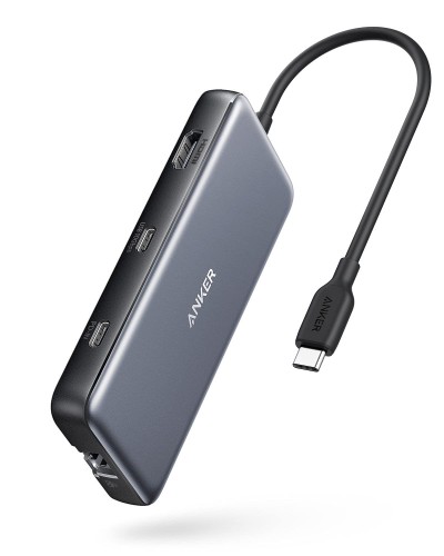Anker PowerExpand 8-in-1 USB-C PD 10Gbps データ ハブ 100W USB Power Delivery 対応 USB-Cポート 4K (60Hz) 出力対応 HDMIポート 10Gbps 高速データ転送 USB-Cポート USB-Aポート 1Gbps イーサネット microSDSDカード スロット搭載 MacBook Pro iPad Pro対応