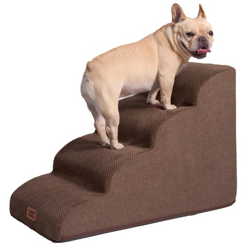 EHEYCIGA 犬 階段 ステップ ペット階段 ドッグステップ 犬 スロープ 高密度 滑り止め付き 安定性 カバー取り外し可能 洗える 小型犬適用（4段,ブラウン）