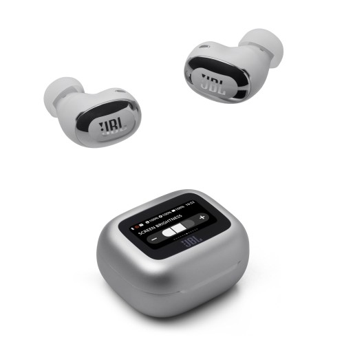 JBL LIVE BUDS 3 スマートタッチディスプレイ搭載 ワイヤレスイヤホン 小型 軽量 LDAC ハイレゾワイヤレス対応 ノイズキャンセリング 10mmダイナミックドライバー (シルバー)