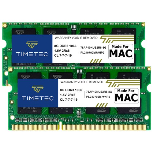 Timetec 16GB KIT(2x8GB) Apple DDR3 1067MHz / 1066MHz PC3-8500 RAM Mac Book (2010年中期 13インチ)、Mac Book Pro (2010年中期 13インチ)、iMac (2009年後期 27インチ)、Mac Mini (2010年中期) 対応 MAC RAM