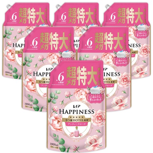 レノア Lenor ハピネス 夢ふわタッチ 柔軟剤 アンティークローズ 詰め替え 1,900mL×6袋 [大容量] [ケース品]