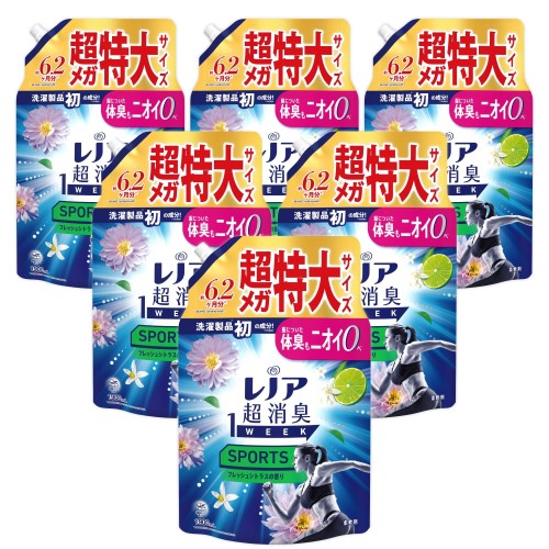 レノア Lenor 超消臭1WEEK 柔軟剤 SPORTS フレッシュシトラスの香り 詰め替え 1900mLｘ6袋 [大容量] [ケース品]