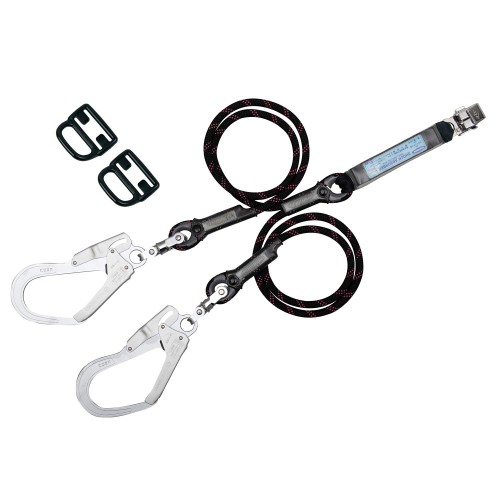 [藤井電工] 新規格 フルハーネス用ランヤード Gブレード ロープ式 ツインランヤード THL-2-GB93SV-33-BK-2R23 2丁掛けランヤード 日本製 高所作業 墜落制止用器具 フルハーネス 安全帯 ツヨロン TSUYORON