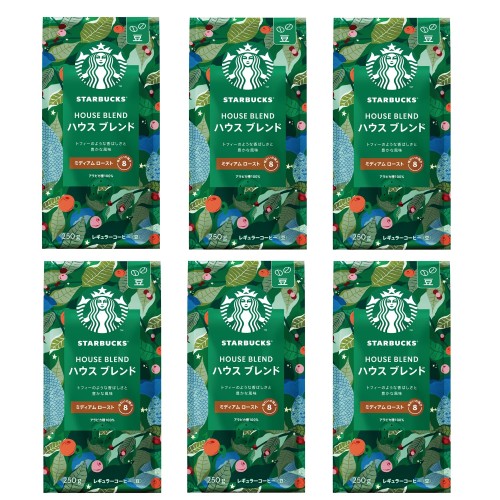スターバックス コーヒー ハウス ブレンド 250g×6袋,豆,レギュラーコーヒー,ミディアム ロースト