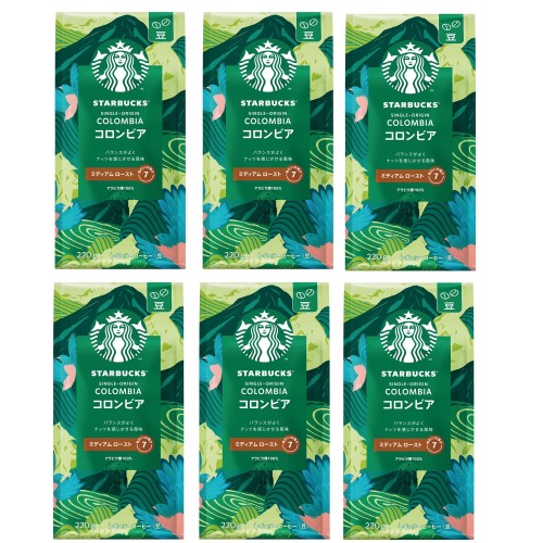 スターバックス コーヒー コロンビア 220g×6袋,豆,レギュラーコーヒー,ミディアム ロースト