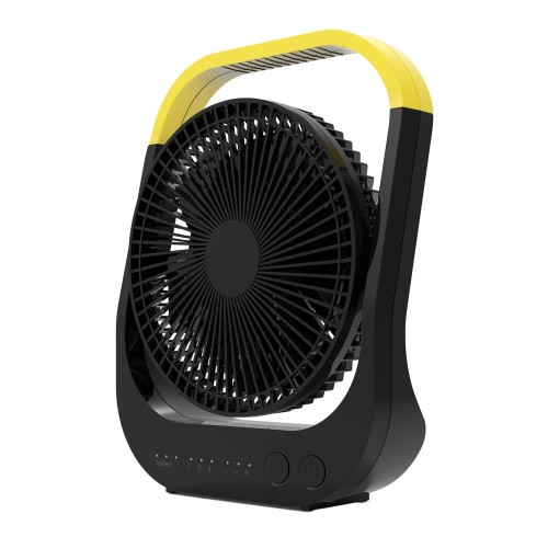 トップランド 卓上扇風機 デスクファン [ どこでもFAN ホーム アウトドア ] DCモーター コードレス 3WAY電源 (AC/USB/充電式) パワフル送風 風量4段階調節 タイマー付き 角度調節 ブラック SF-DFC38BK