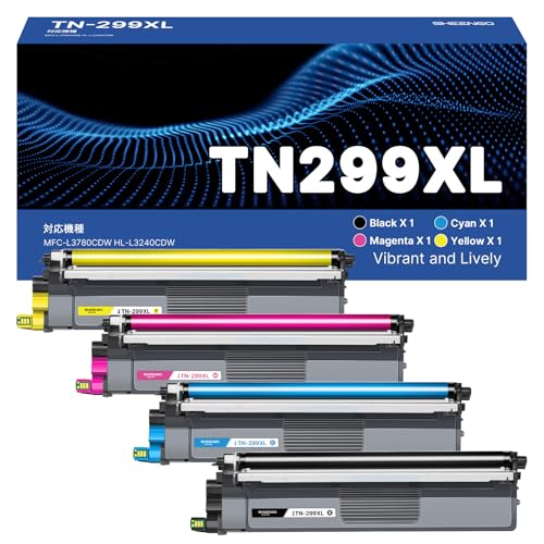 TN299XL トナーカートリッジ 大静電容量 茶飲み友だち ( Brother )相応う TN299 4色書き割り (約3000ペイジ) 取り替えっこトナー マゼンタ/シアン/黄色 薬莢 相応う機種 HL-L3240CDW MFC-L3780CDW 残量さがし当てる役立つこと 個荷造り