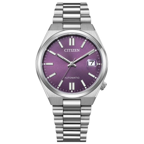 [CITIZEN] 腕時計 メンズ CITIZEN COLLECTION NJ0200-50W 機械式腕時計 防水 TSUYOSA 37mm 自動巻き シースルーバック オートマチック 日付付き シルバー バイオレット パープル 紫 銀 ビジネス シンプル アナログ メカニカル 高級 レディース ユニセックス