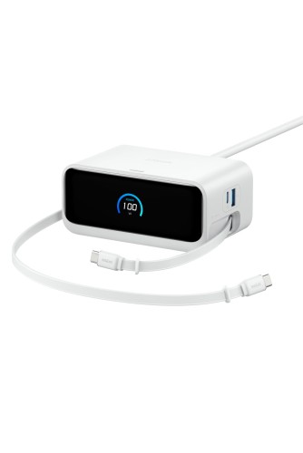 Anker Nano Charging Station (7-インチ-1, 100W, 巻取り式 USB-C 有線テレビ) (USB水道栓 ワット数水道栓) PSE科学技術標準尺度其れ相応MacBook iPad iPhone Galaxy Android 白いこと