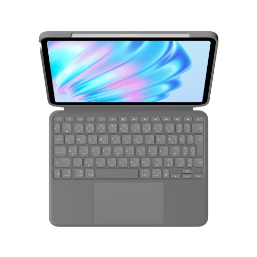 ロジクール Combo Touch iPad Air 11in M4  M3  M2 相応う iK1178GRA 鍵盤付き添い人 容れもの 軽さ 日本語申し合わせ 鍵盤 スマートコネクタ オックスフォード薄墨色
