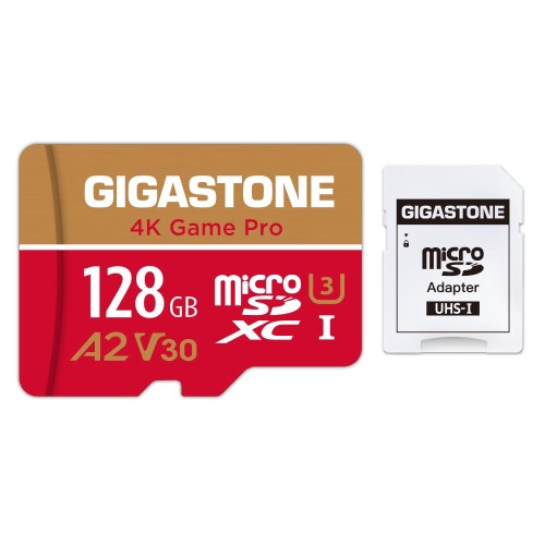 Switch 1専用GIGASTONE マイクロsd歌留多 128GB 4K Game Pro microSDXC UHS-I A2 V30 U3 C10 100MB/s Ultra 固定ディスク 4K 映像媒体録画 行動写真機 運動競技写真機 4K Ultra 固定ディスク 画像 SDアダプタ1枚付き添い人5年見聞立てなおす・無償取り替えっこ引き受ける