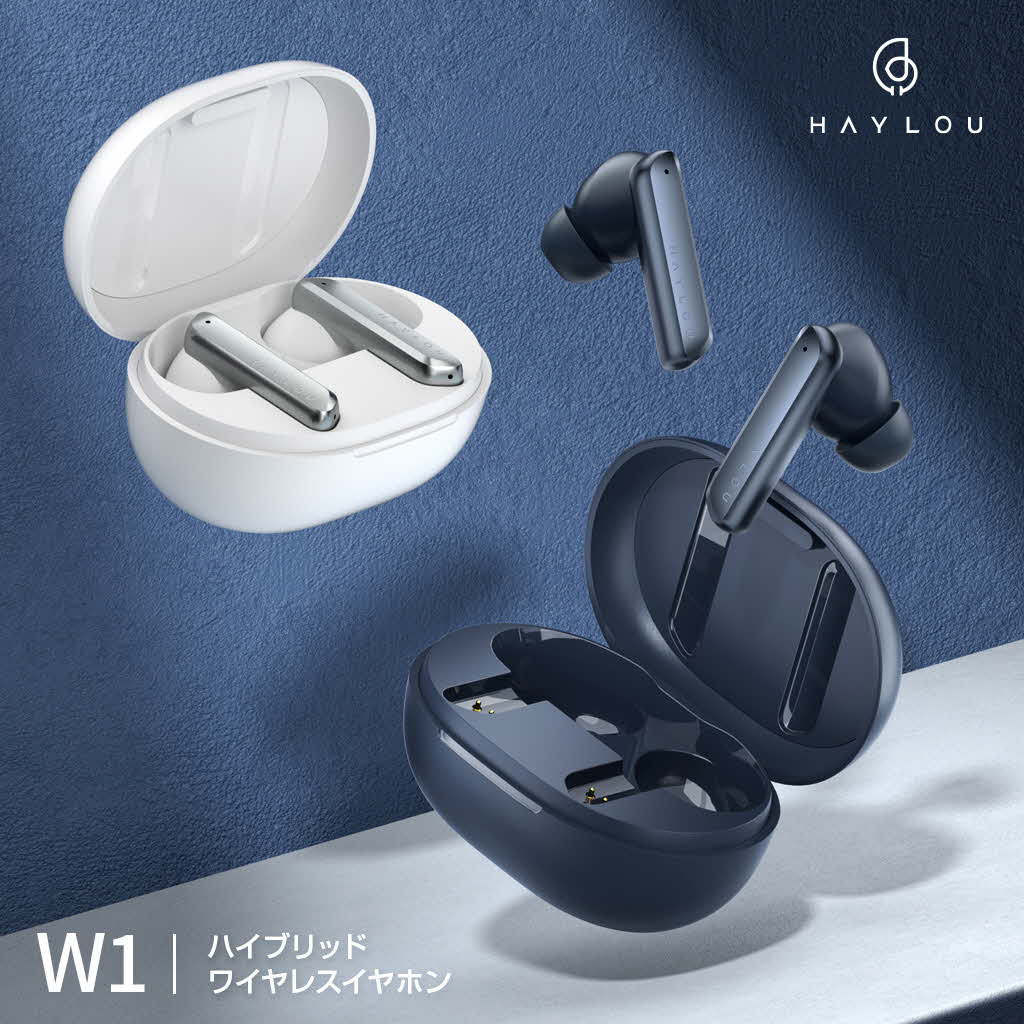 ハイブリッド ワイヤレスイヤホン Haylou W1 ワイヤレス イヤホン Bluetooth 低音 中音域 チップ クリア ノイズ コンパクト ミニマル 簡単