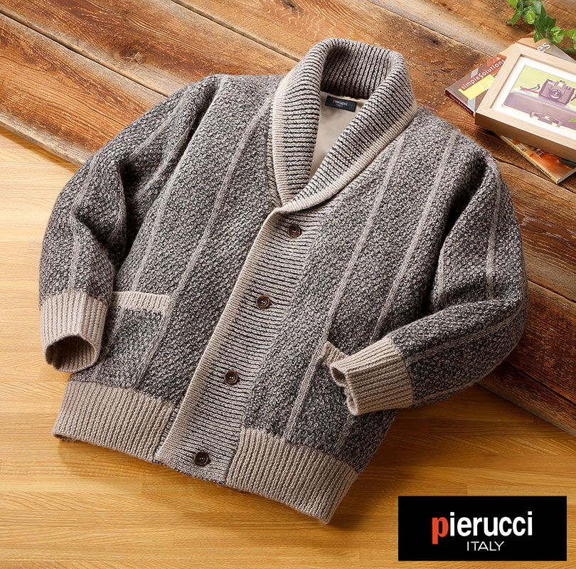 楽天市場】メンズ ニットカーディガン[ROLLEI] 日本製 グレー ヘチマ衿