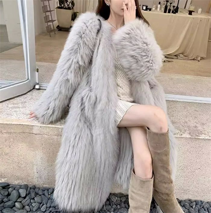 防寒 ファーコート アウター ロング丈 フェイクファージャケット カジュアル レディース おし もこもこ 厚手 毛皮コート ロング｜エンジョイ工房