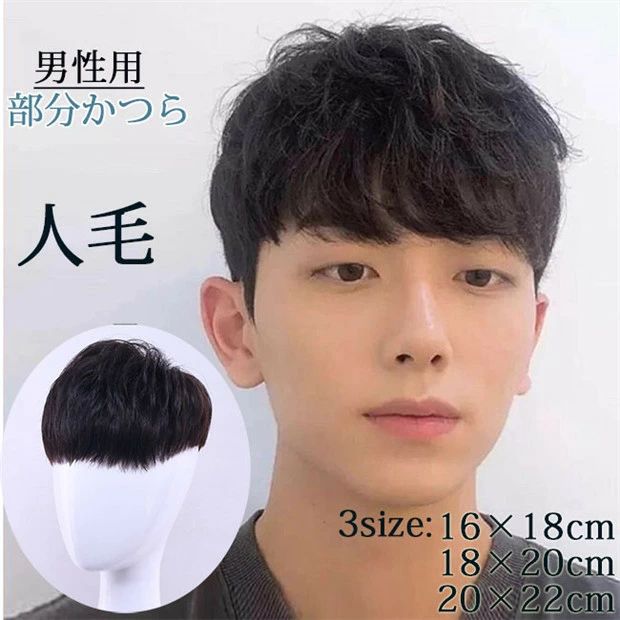 トップカバ 白髪隠れ 薄毛 脱毛症 付け毛 ポイントウィッグ ナチュラルブラック 人毛 メンズ ヘアピース かつら メンズウィッグ