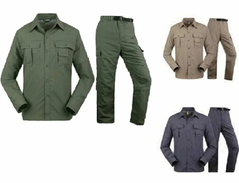 春夏秋冬カット 吸汗速乾 取り外し拆 登山 メンズ 作業服 速乾性 釣り 吸汗性 長袖 上下セット フィッシング 通気性