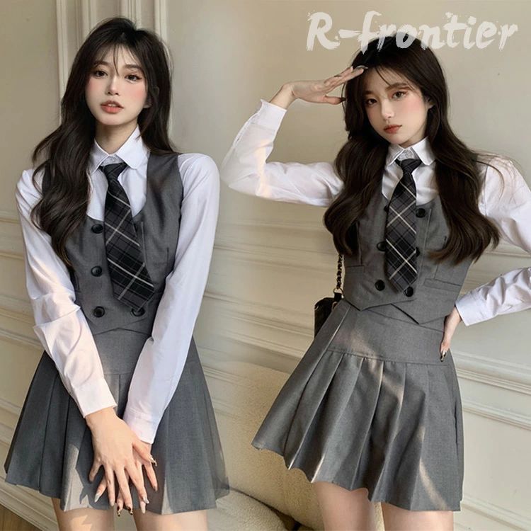 ゆったりサイズ 発表会 卒業式 入学式 韓国 卒服 韓国制服 学院風 セットアップ オシャレ フォーマル プリーツスカート ベスト