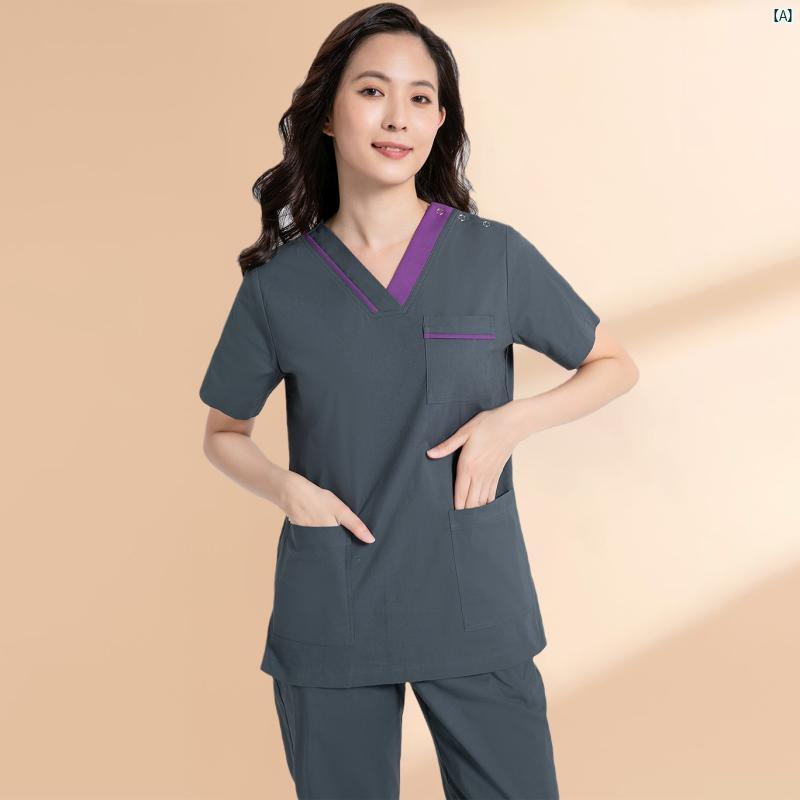御役目着 御前上等 服 室内用便器 綿織物 背広 半袖 ハンドスクラブスプリット ホスピタル 愛玩動物 医 歯科 A：ダークグレー
