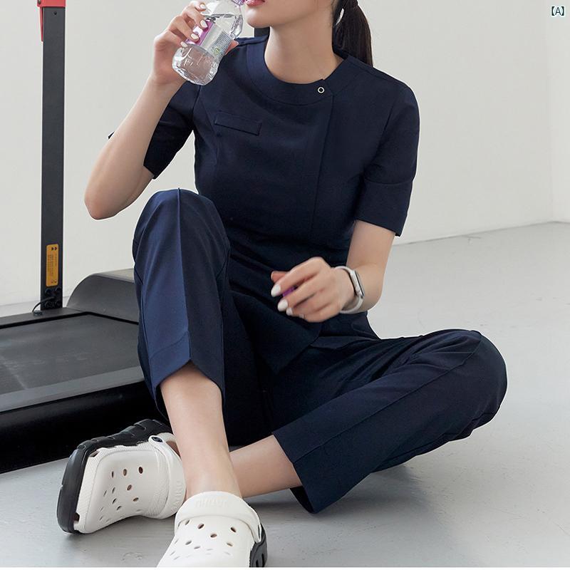 2点セット 分割 手術 口腔 服 手洗い 用 病院 整形 美容 男女兼用 作業着 ドクター スリム｜エンジョイ工房