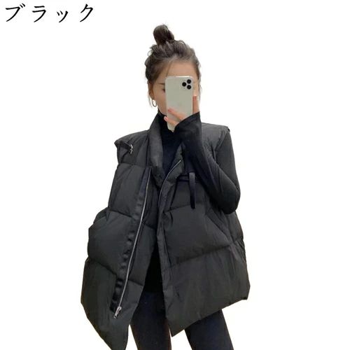 レディース 教え子 遊撃手丈 朦々たる 照明ランプ色合い ノースリーブ ジップアップ 衣嚢 中綿限りない