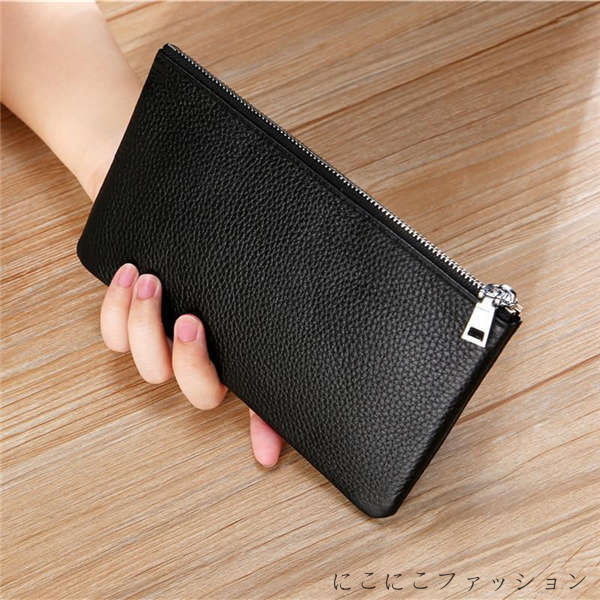 40 父の日 プレゼント 無地 カード 携帯入れ お札入れ ファスナー 超薄型 PU 財布 大容量 薄い ロングウォレット メンズ 長財布